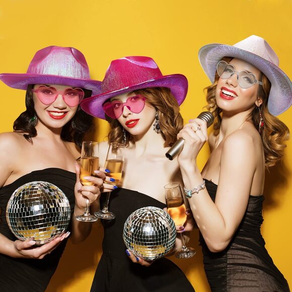 5226 6 Sets Holographic Cowboy Hat Neon Space Cowgirl With Sunglasses main image 4